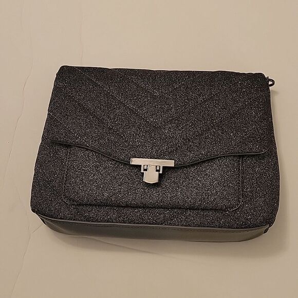 WOMEN"S A.NEW DAY BLACK GLITTER SPARKLE DESIGN OVER THE SHOULDER BAG - Picture 13 of 15